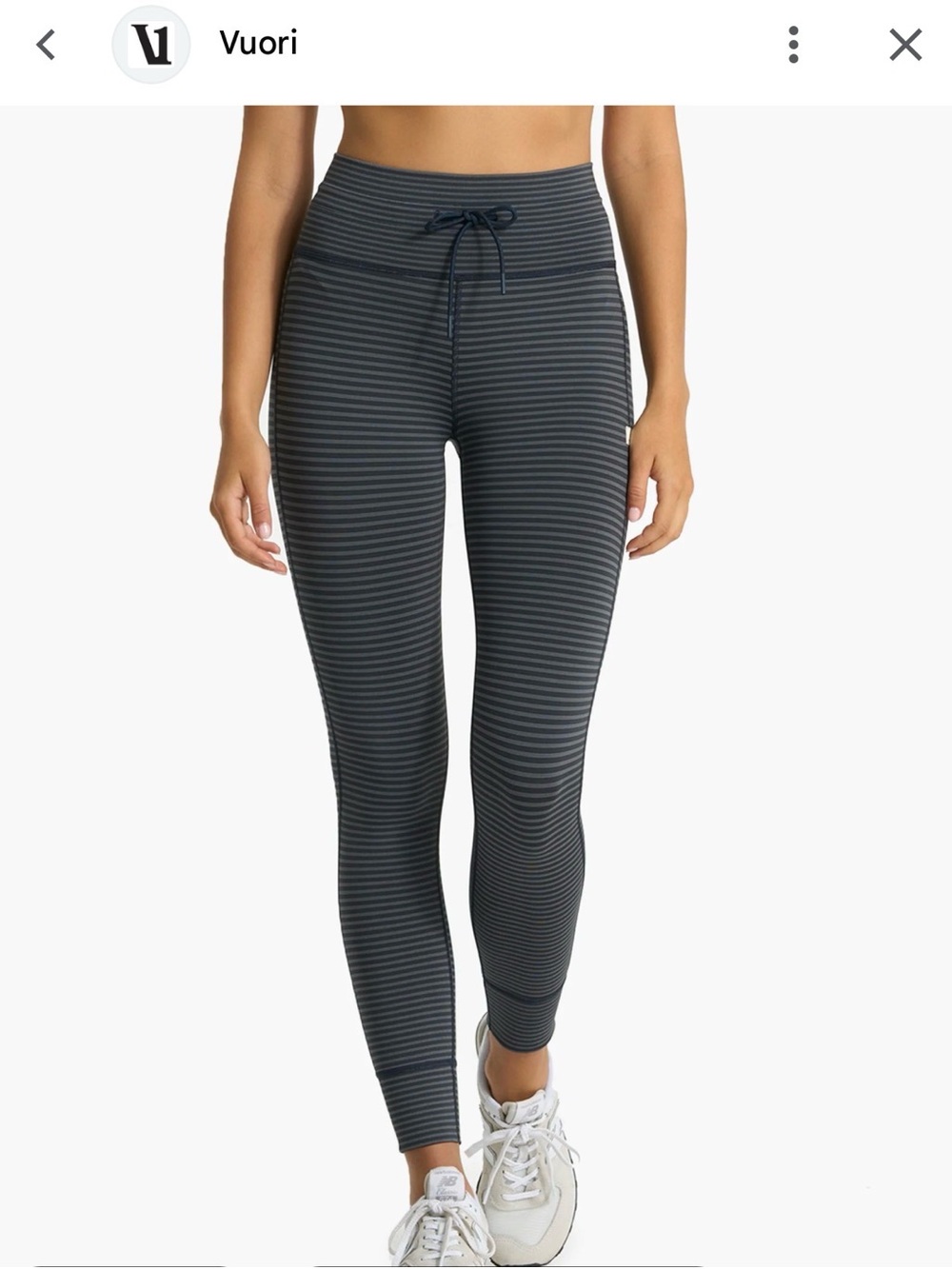Vuori Striped High-Rise Drawstring Leggings - Charcoal/Black